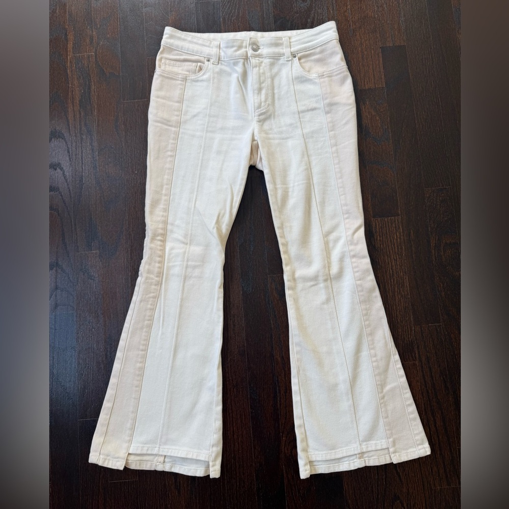 Alexander McQueen White and Cream Flared Pants